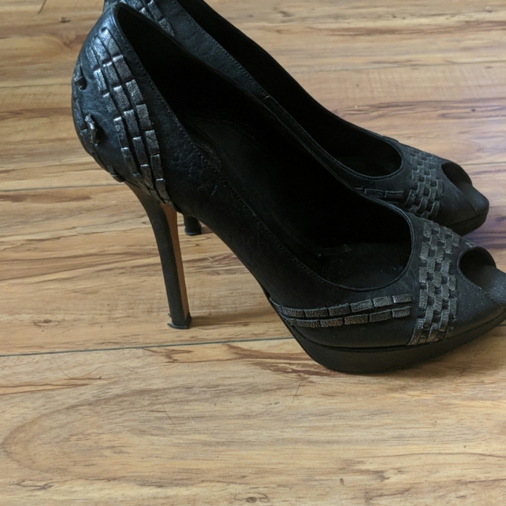 Christian Door black heels with silver embellishme